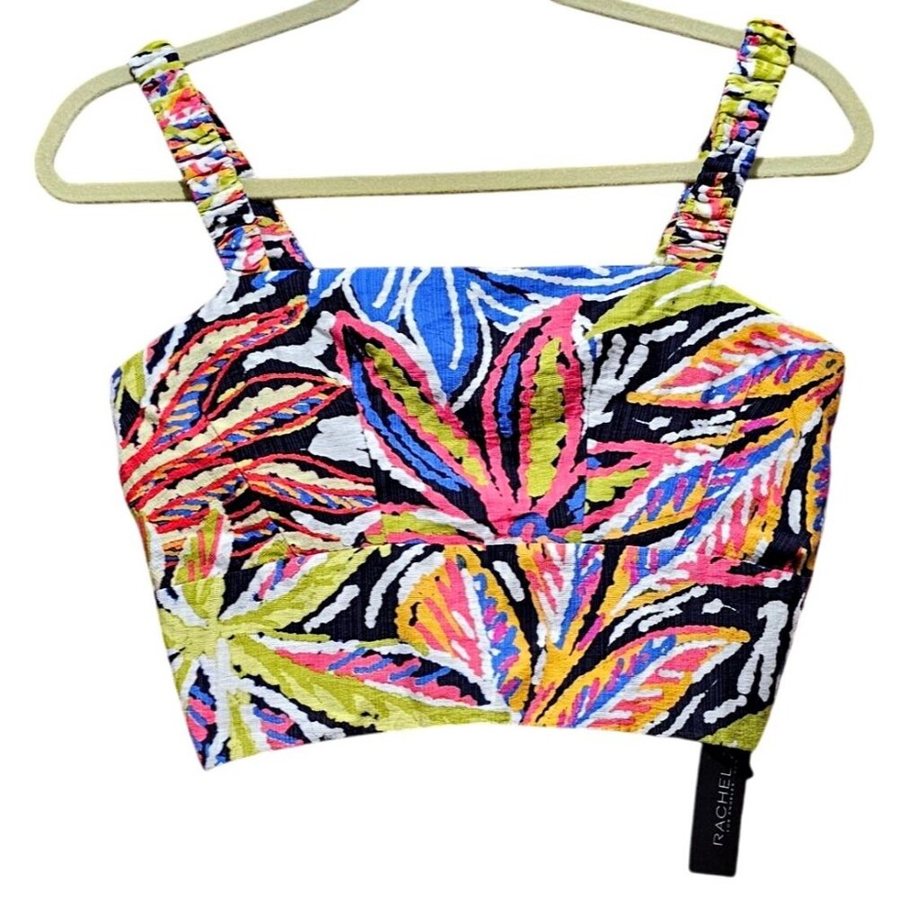 Rachel Zoe XS Multicolor Tropical Print Crop Top - Picture 2 of 11